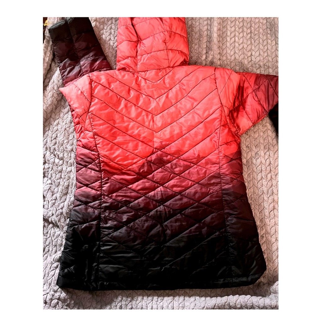 Lole Womens Ombre Puffer Jacket Pink Black Quilted Hooded *See Description*